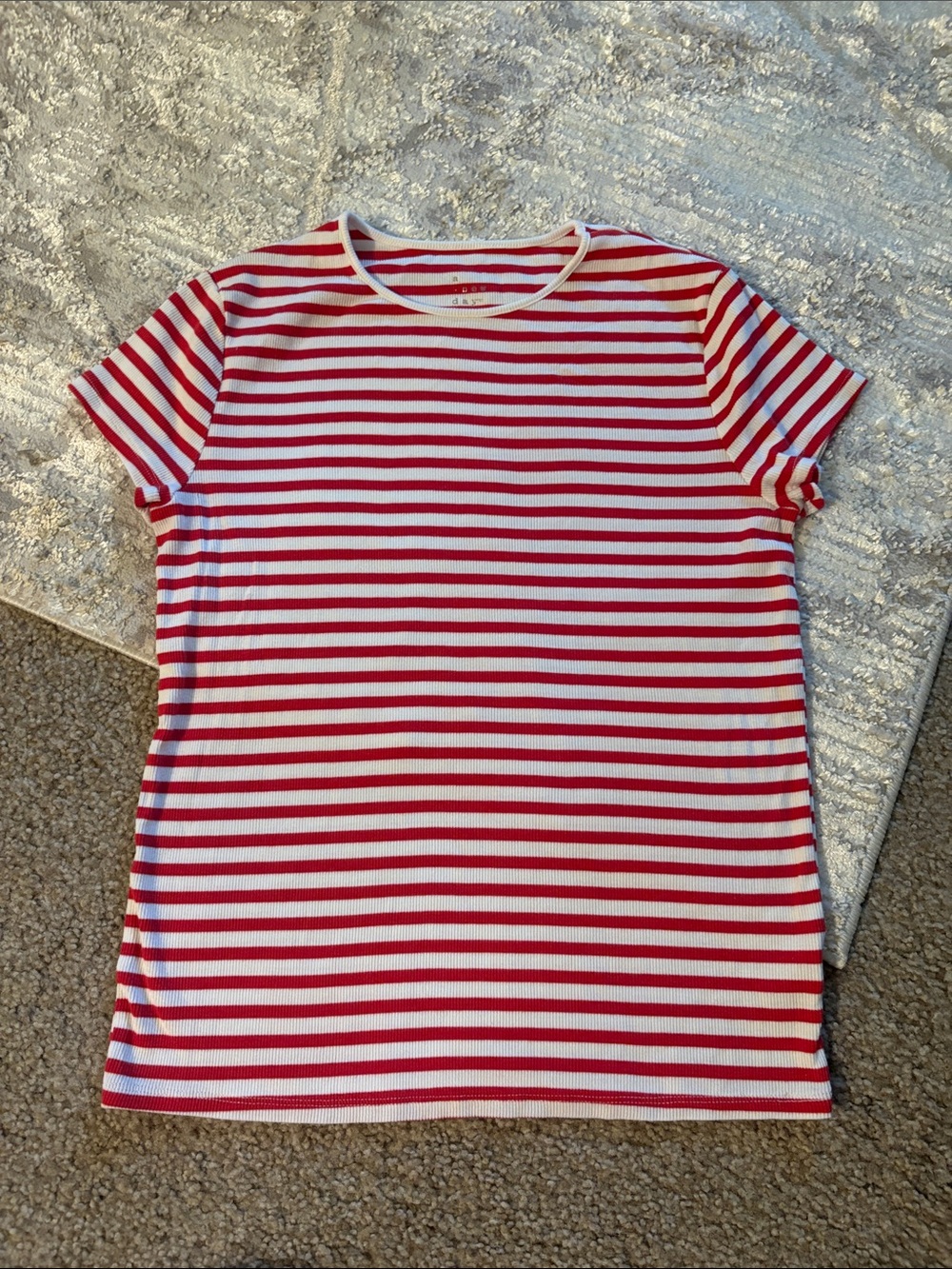 a new day Red and White Striped Short Sleeve Tee